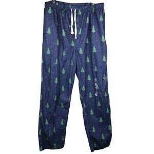 Brooklyn Cloth Men’s Christmas Pajama Pants Size L Navy Blue Tree Print Pants